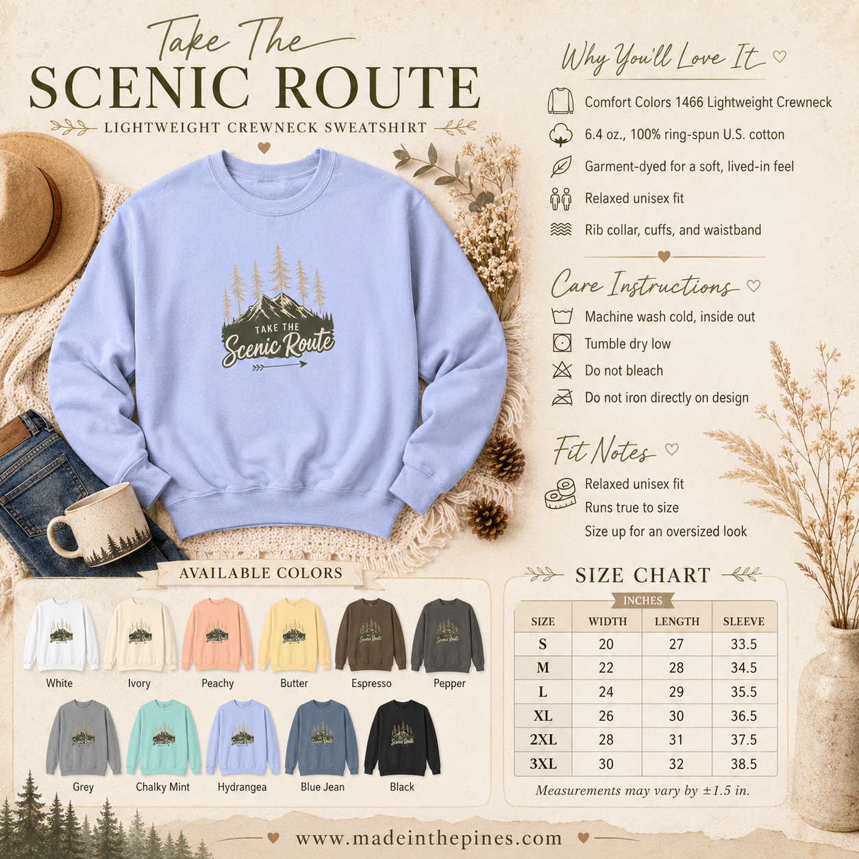 Take The Scenic Route Outdoor Adventure Crewneck Sweatshirt