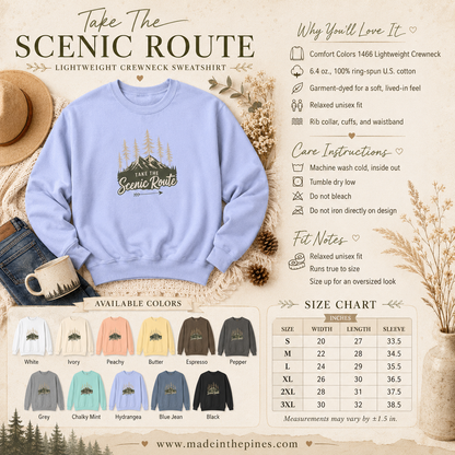 Take The Scenic Route Outdoor Adventure Crewneck Sweatshirt