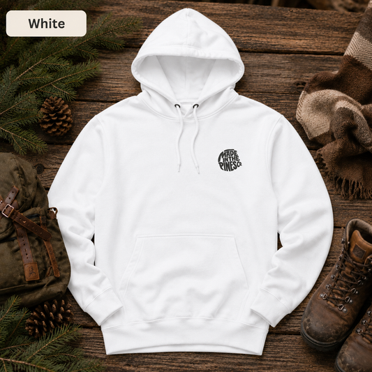 Made in the Pines Embroidered Fleece Hoodie — Minimal Outdoor Pullover