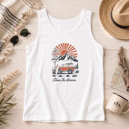 Chase the Horizon Camper Tank Top — Vintage Camper Graphic Tank