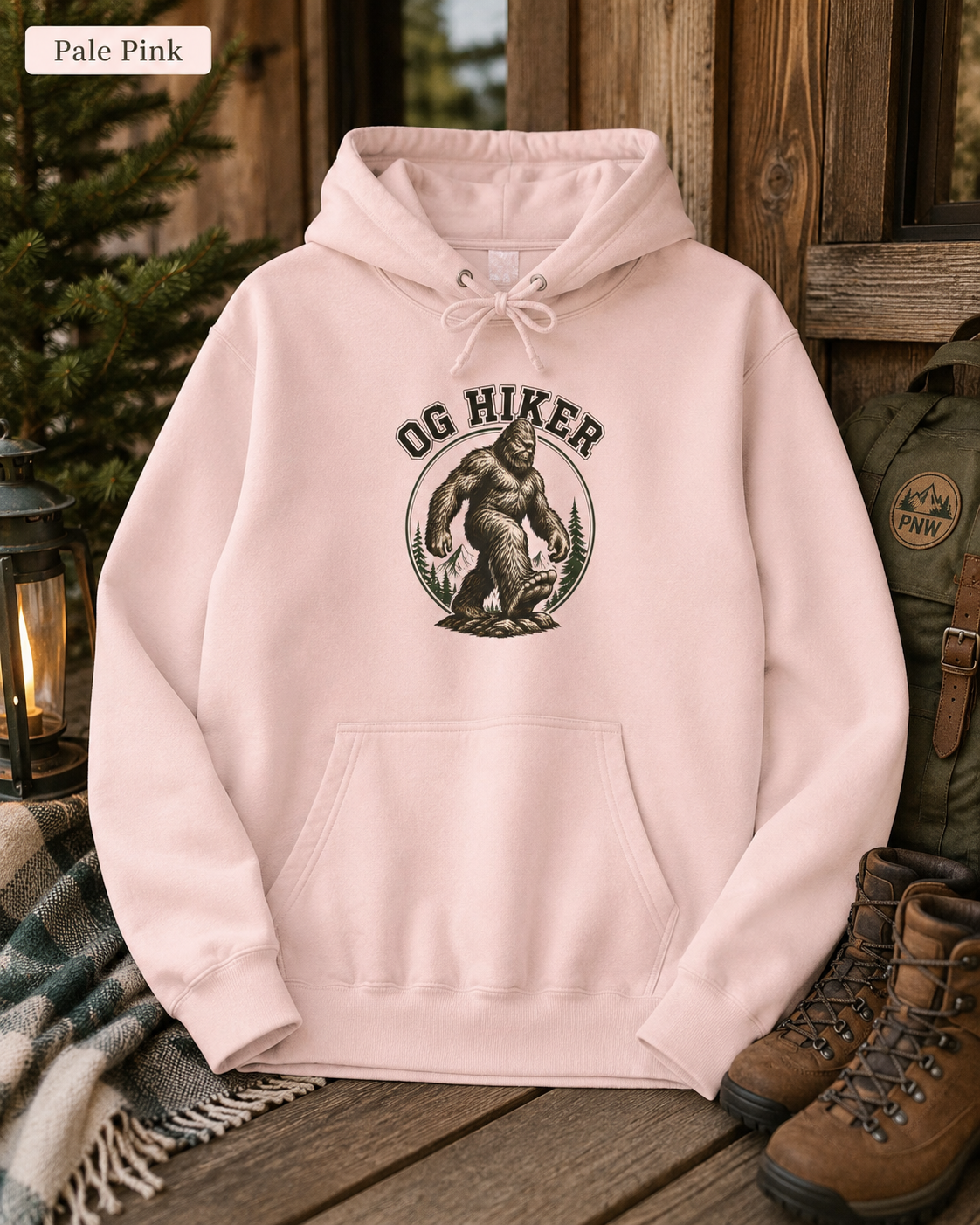 Bigfoot OG Hiker Fleece Hoodie — Vintage Sasquatch Graphic Pullover