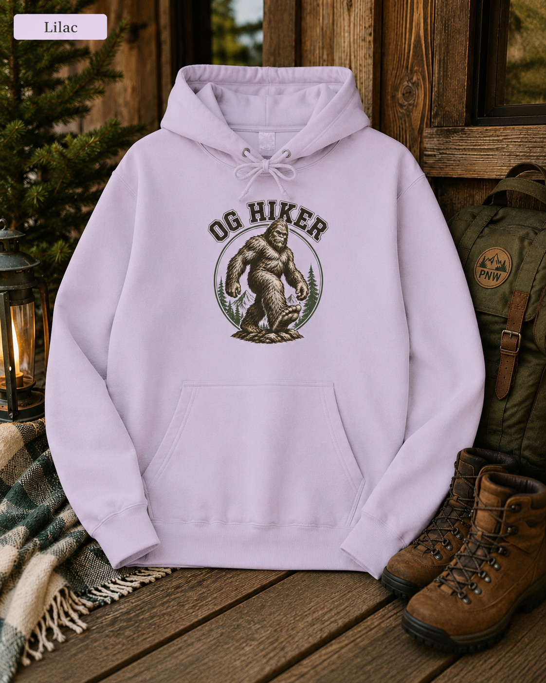 Bigfoot OG Hiker Fleece Hoodie — Vintage Sasquatch Graphic Pullover