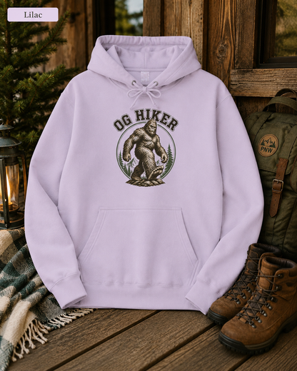 Bigfoot OG Hiker Fleece Hoodie — Vintage Sasquatch Graphic Pullover