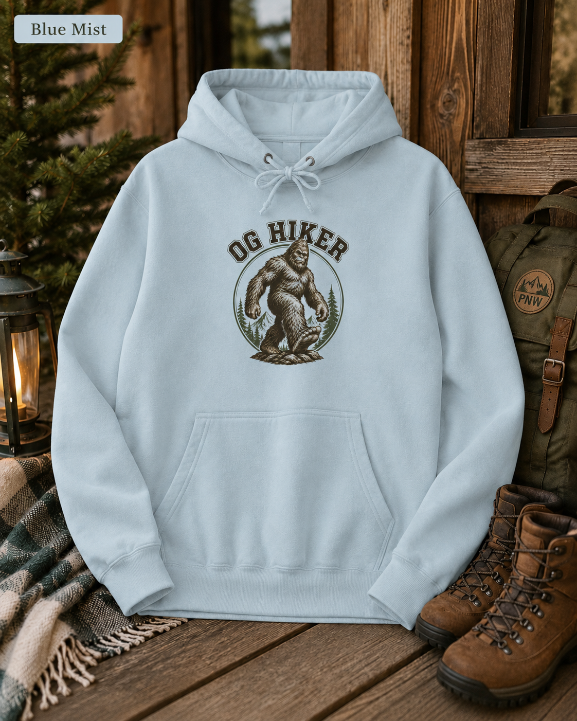 Bigfoot OG Hiker Fleece Hoodie — Vintage Sasquatch Graphic Pullover