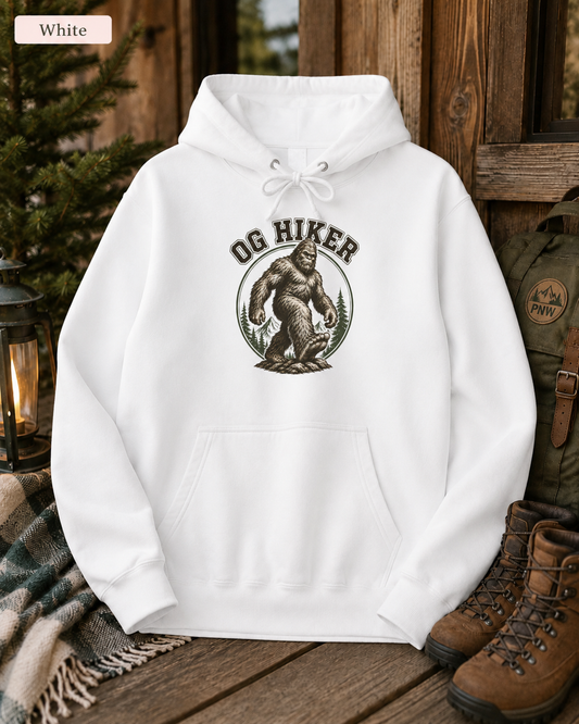 Bigfoot OG Hiker Fleece Hoodie — Vintage Sasquatch Graphic Pullover