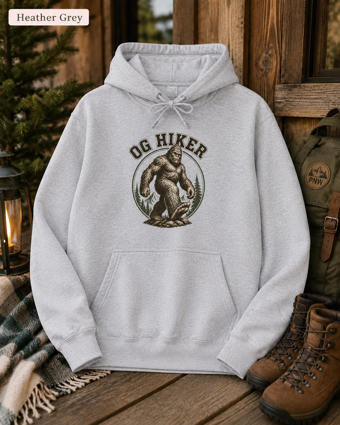 Bigfoot OG Hiker Fleece Hoodie — Vintage Sasquatch Graphic Pullover