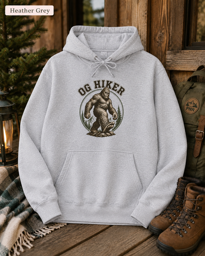 Bigfoot OG Hiker Fleece Hoodie — Vintage Sasquatch Graphic Pullover