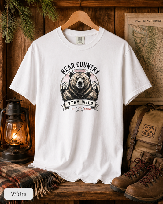 Bear Country “Stay Wild” T‑Shirt — Outdoorsy Graphic Tee