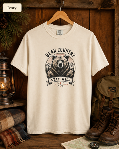 Bear Country “Stay Wild” T‑Shirt — Outdoorsy Graphic Tee