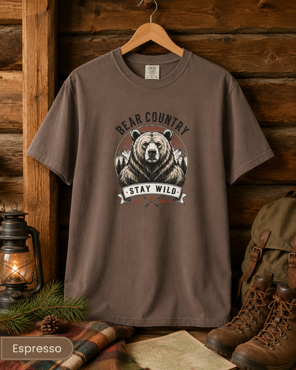 Bear Country “Stay Wild” T‑Shirt — Outdoorsy Graphic Tee