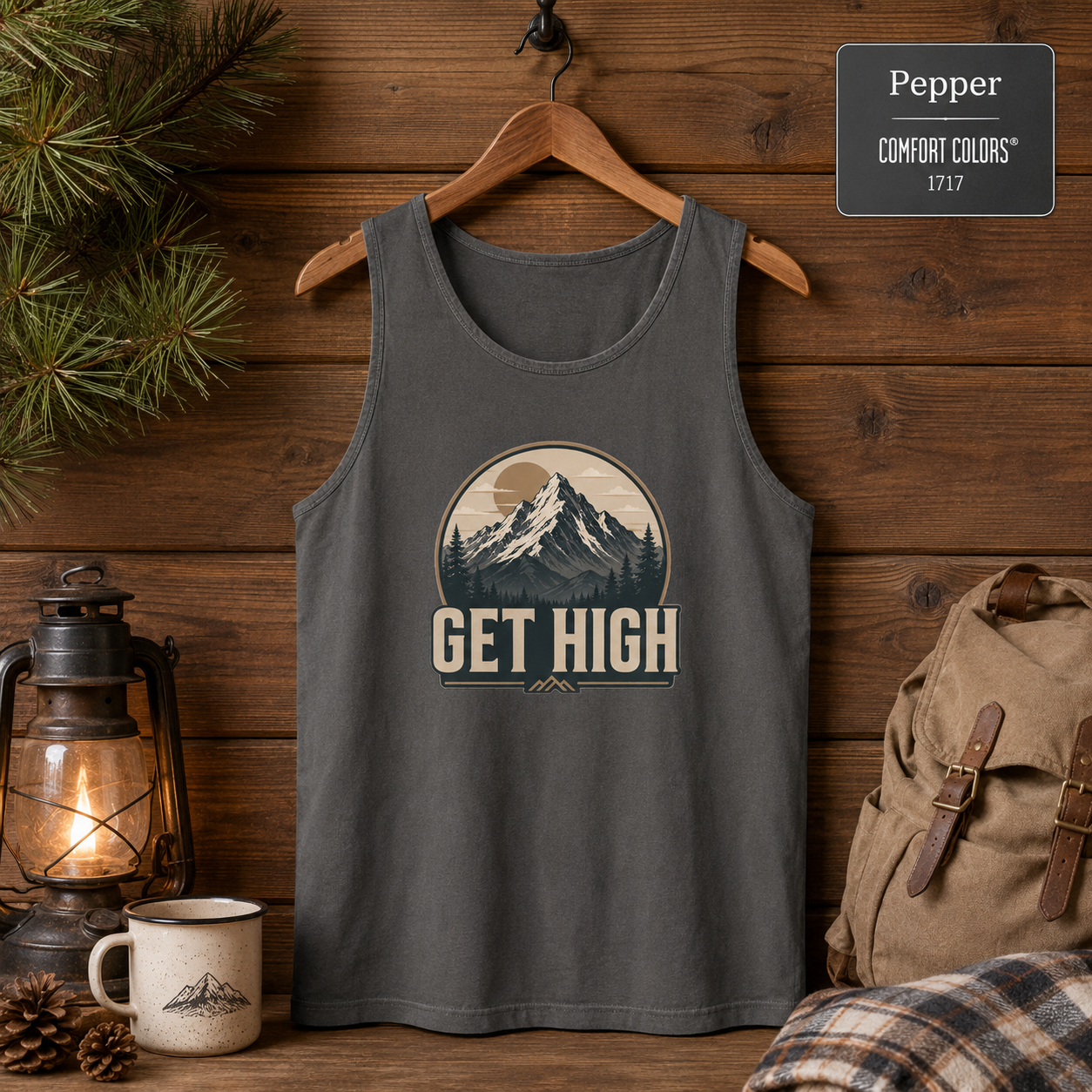 Get High Mountain Hiking Tank Top — Vintage Outdoors Graphic Tank