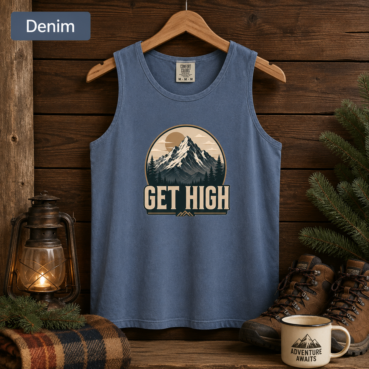 Get High Mountain Hiking Tank Top — Vintage Outdoors Graphic Tank