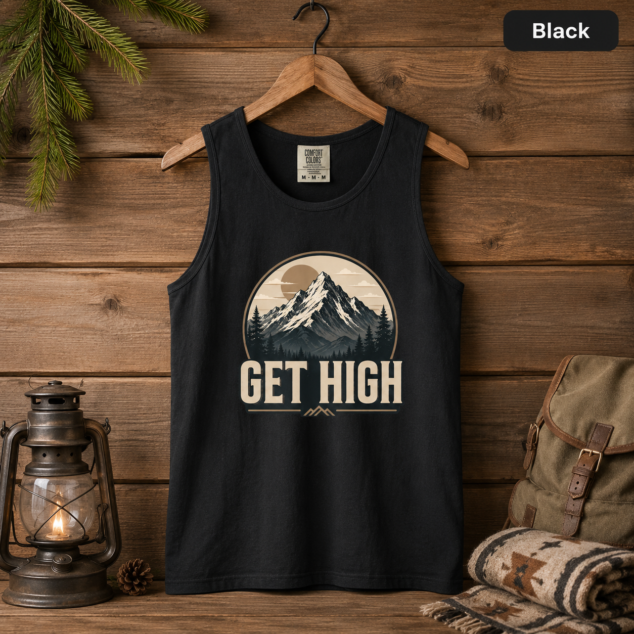 Get High Mountain Hiking Tank Top — Vintage Outdoors Graphic Tank