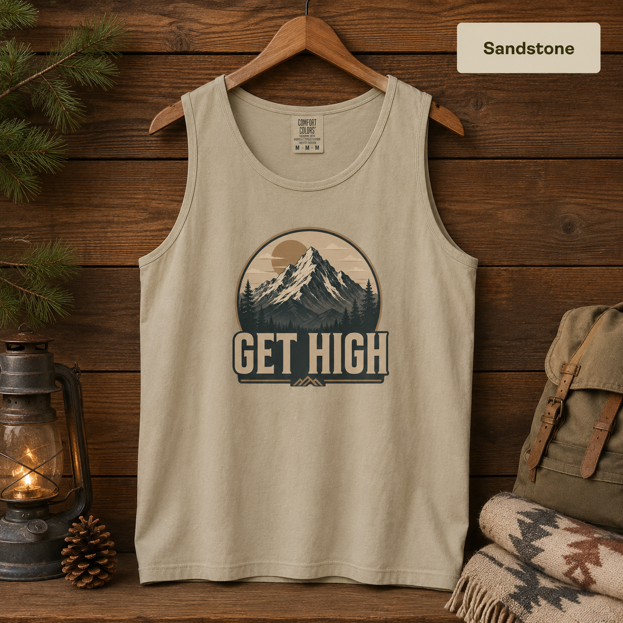 Get High Mountain Hiking Tank Top — Vintage Outdoors Graphic Tank