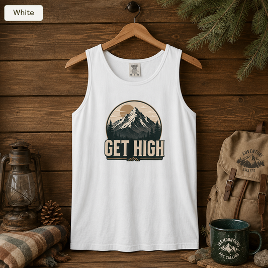 Get High Mountain Hiking Tank Top — Vintage Outdoors Graphic Tank