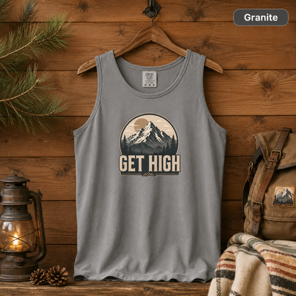 Get High Mountain Hiking Tank Top — Vintage Outdoors Graphic Tank