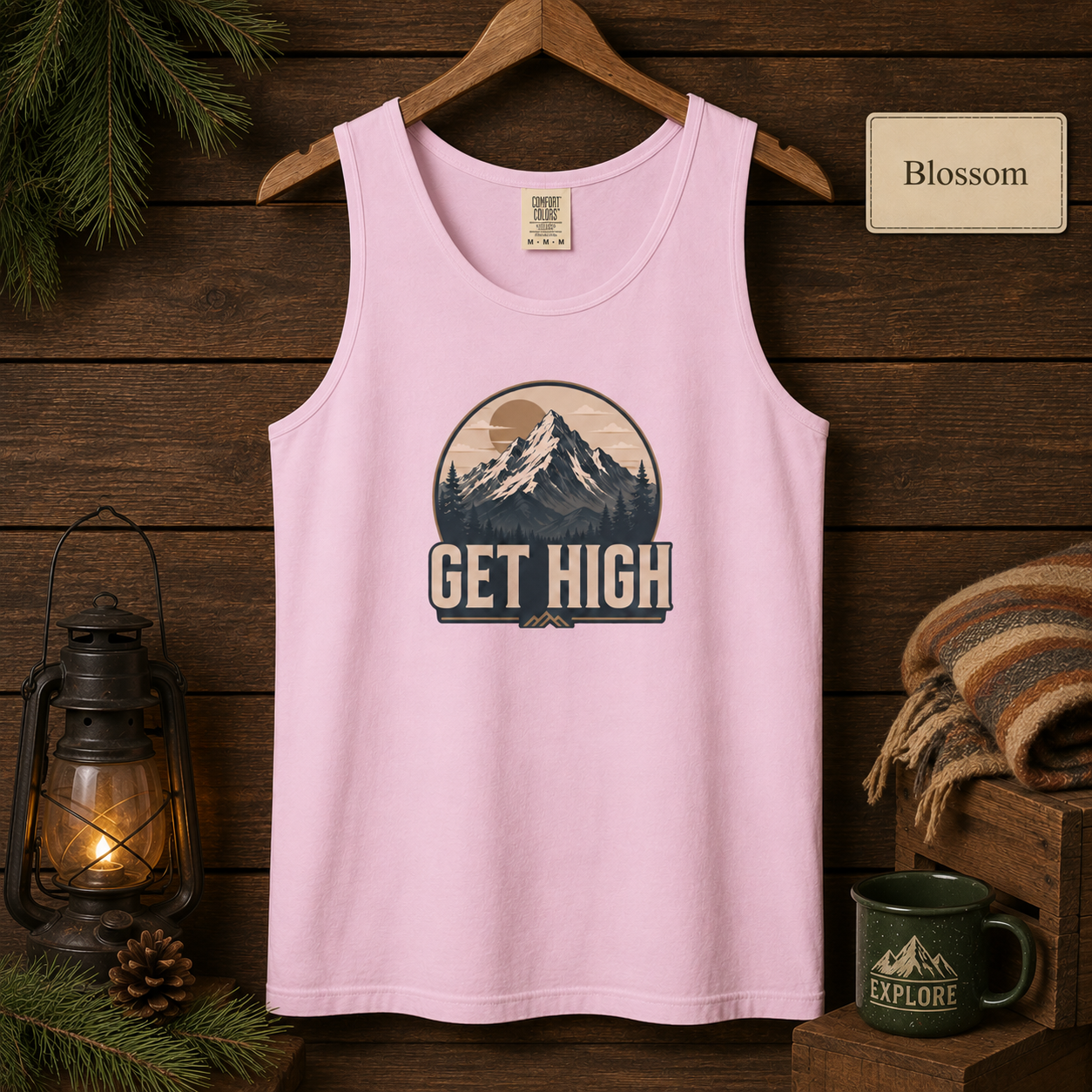Get High Mountain Hiking Tank Top — Vintage Outdoors Graphic Tank