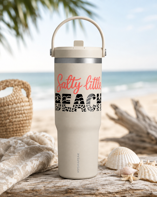 Salty Little Beach 32oz Insulated Tumbler — Coastal Travel Cup for Beach Lovers
