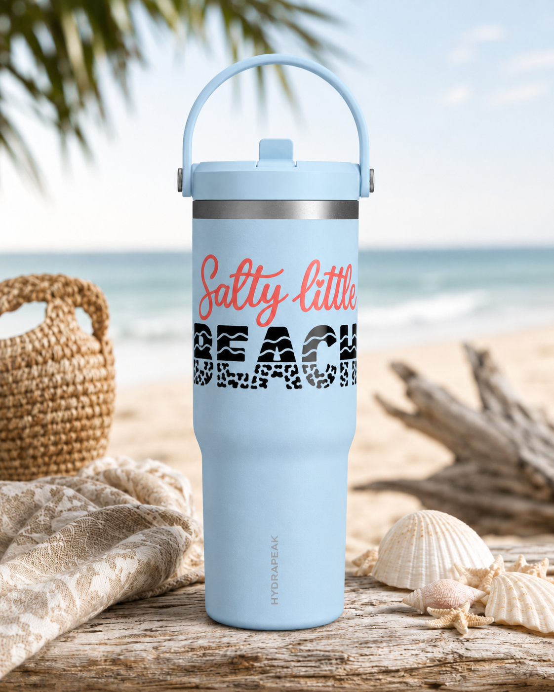 Salty Little Beach 32oz Insulated Tumbler — Coastal Travel Cup for Beach Lovers