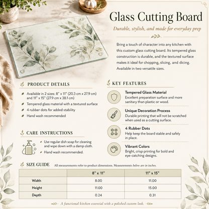 Bear Illustration Glass Cutting Board | Kitchen Animal Decor