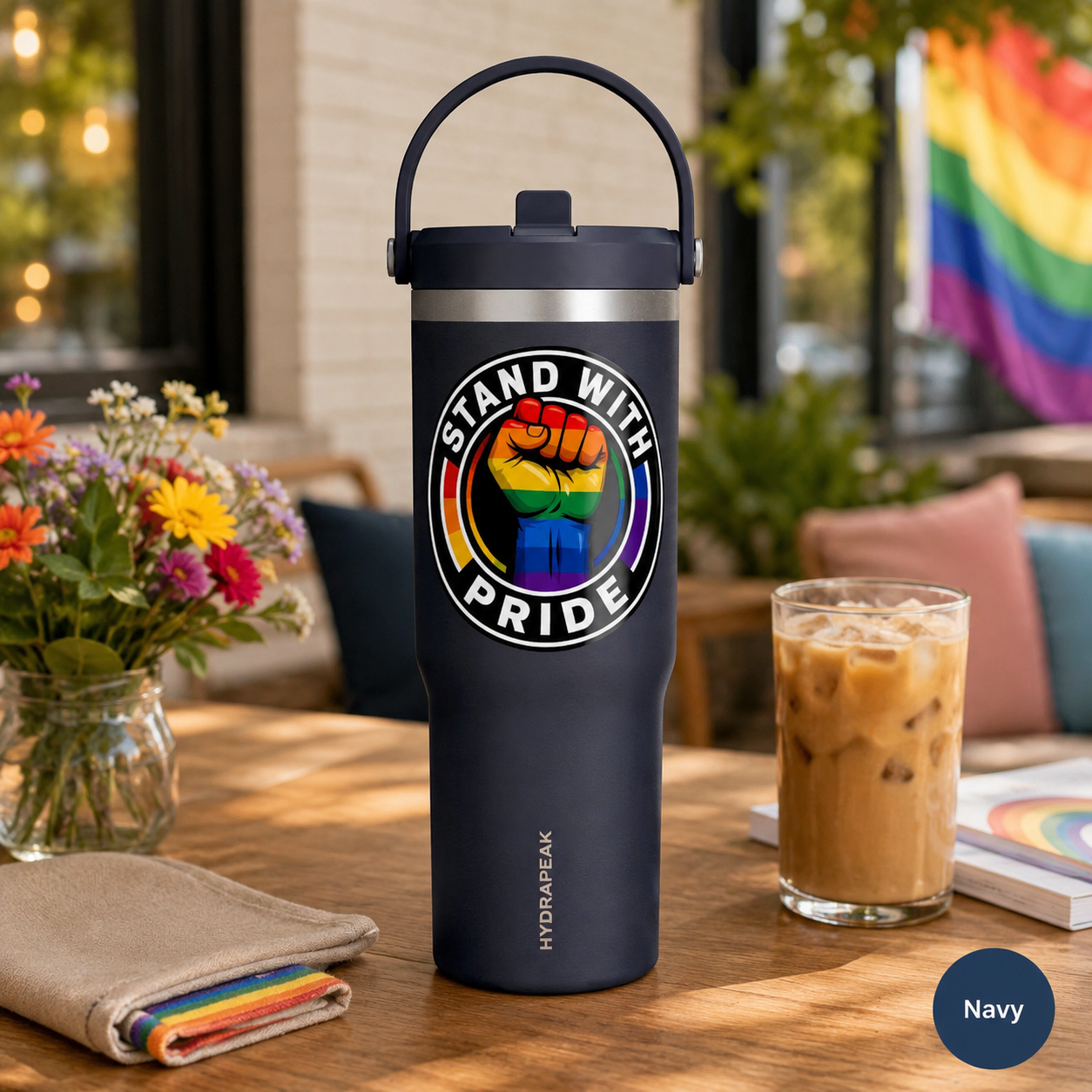 Pride Fist 32oz Tumbler — "Stand With Pride" Insulated Travel Cup