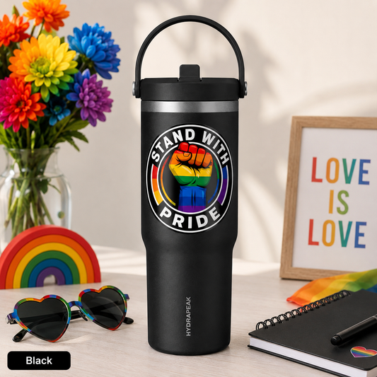 Pride Fist 32oz Tumbler — "Stand With Pride" Insulated Travel Cup