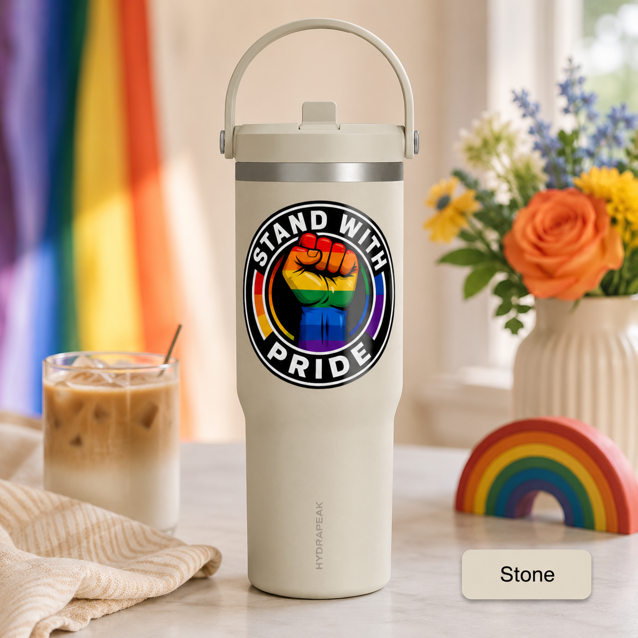 Pride Fist 32oz Tumbler — "Stand With Pride" Insulated Travel Cup