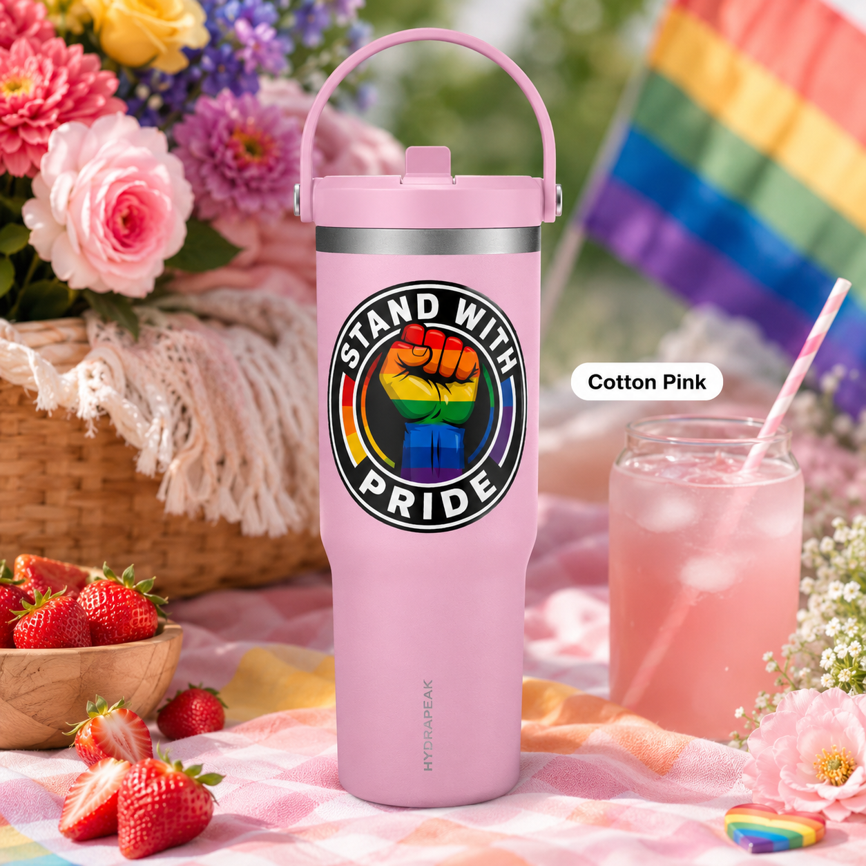 Pride Fist 32oz Tumbler — "Stand With Pride" Insulated Travel Cup