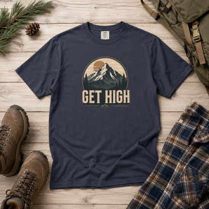 Get High Mountain Retro Outdoors Adventure T-Shirt