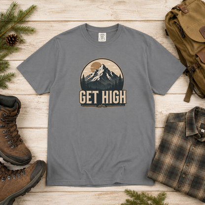 Get High Mountain Retro Outdoors Adventure T-Shirt