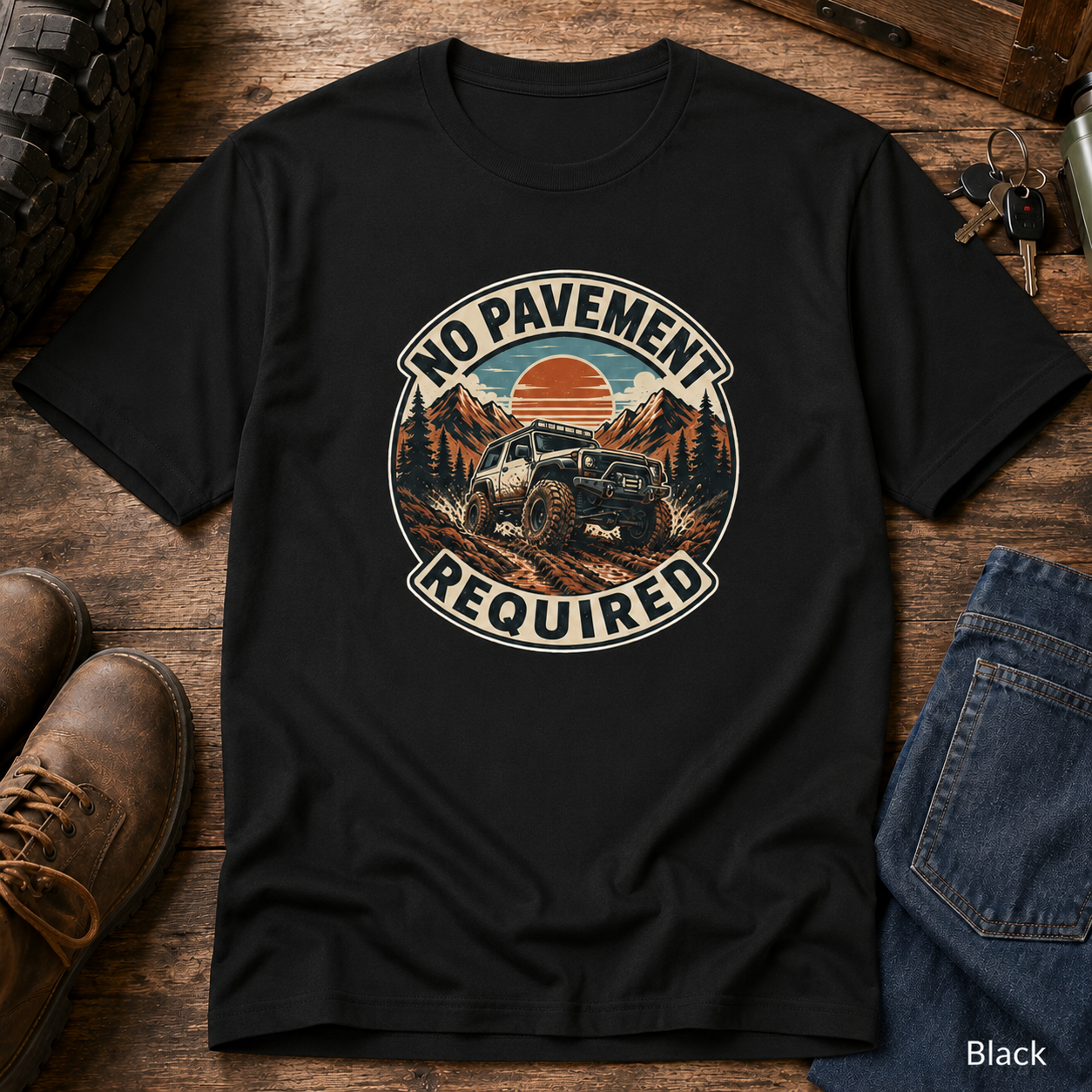 No Pavement Required Tee — Outdoor Off-Road Adventure T-Shirt