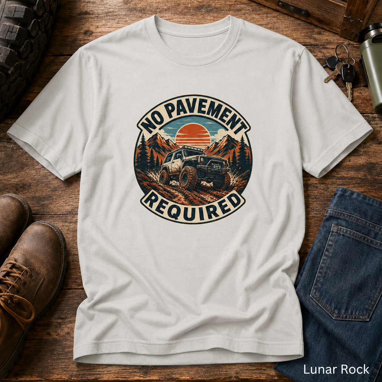 No Pavement Required Tee — Outdoor Off-Road Adventure T-Shirt