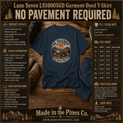 No Pavement Required Tee — Outdoor Off-Road Adventure T-Shirt