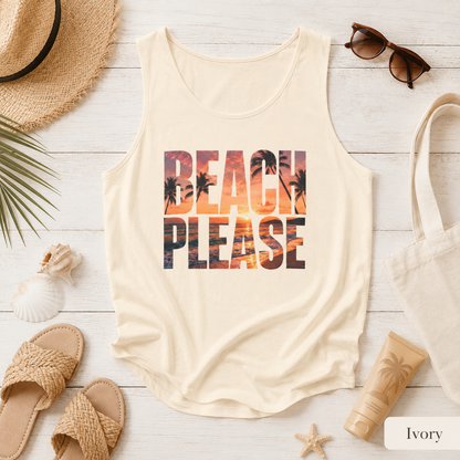 Beach Please Sunset Palm Tank Top