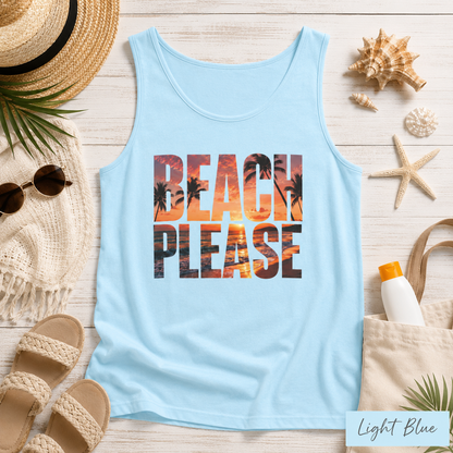 Beach Please Sunset Palm Tank Top