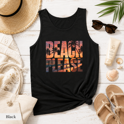Beach Please Sunset Palm Tank Top