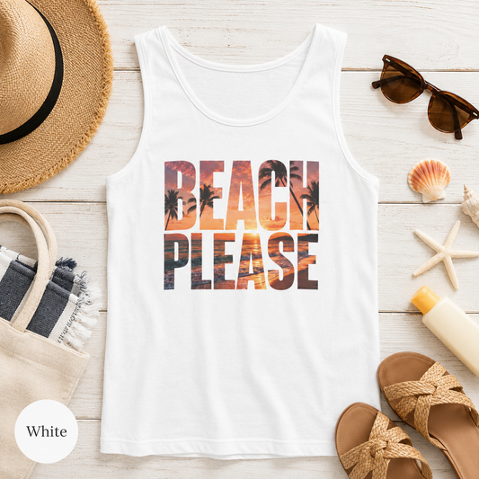 Beach Please Sunset Palm Tank Top