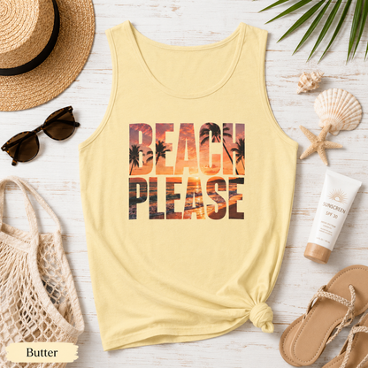 Beach Please Sunset Palm Tank Top