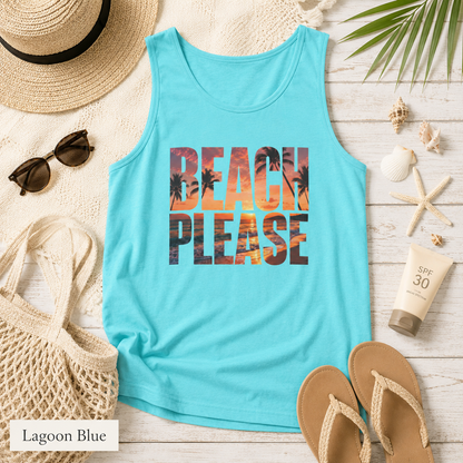 Beach Please Sunset Palm Tank Top