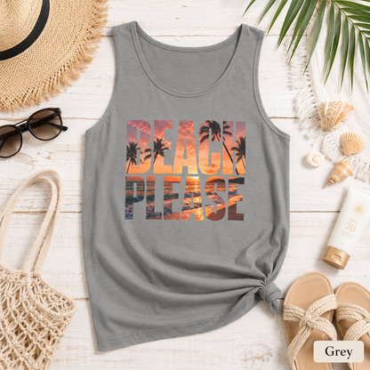 Beach Please Sunset Palm Tank Top