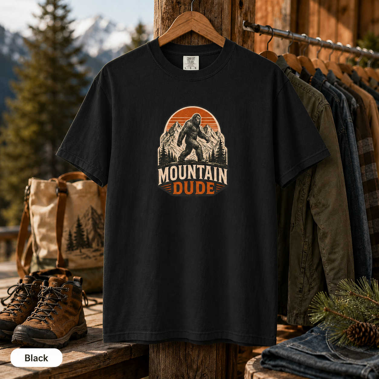 Mountain Dude Bigfoot Shirt, Retro Sasquatch Hiking Tee, Vintage Mountain Adventure Graphic Tee, Outdoorsy Camping Shirt