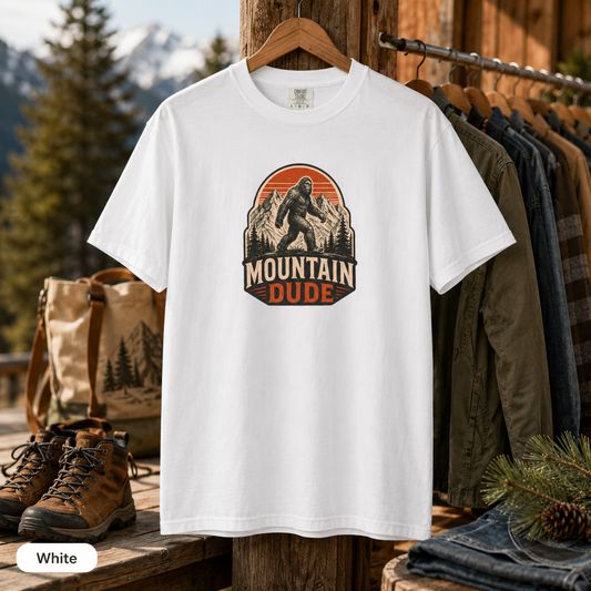 Mountain Dude Bigfoot Shirt, Retro Sasquatch Hiking Tee, Vintage Mountain Adventure Graphic Tee, Outdoorsy Camping Shirt