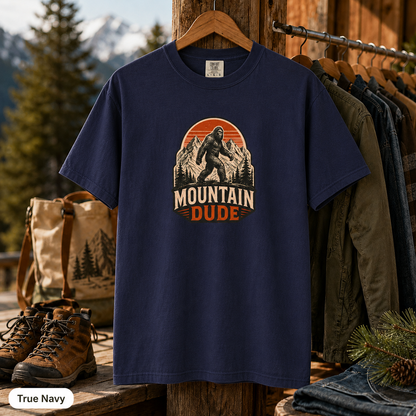 Mountain Dude Bigfoot Shirt, Retro Sasquatch Hiking Tee, Vintage Mountain Adventure Graphic Tee, Outdoorsy Camping Shirt