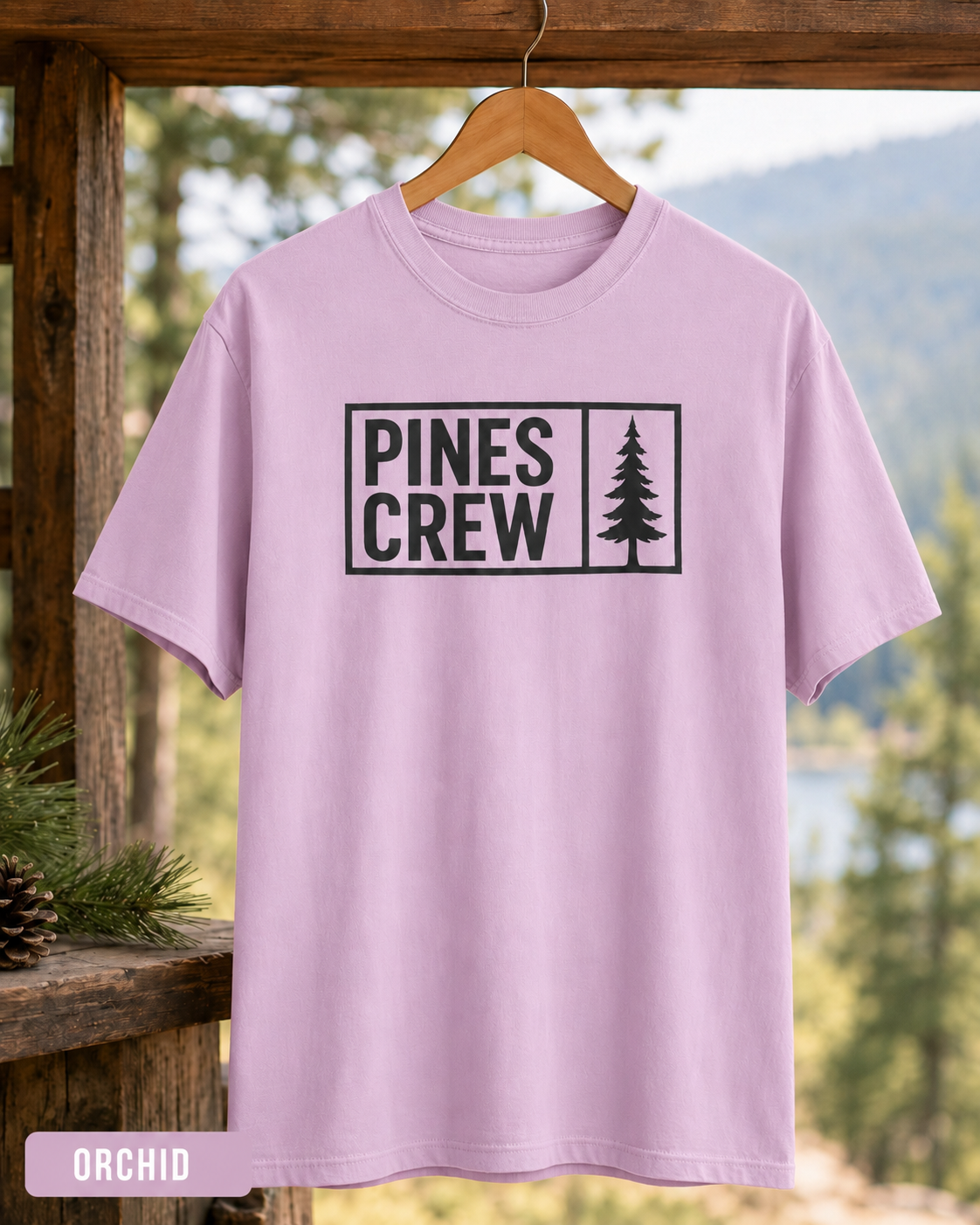 Pines Crew T-Shirt — Minimal Pine Tree Graphic Tee