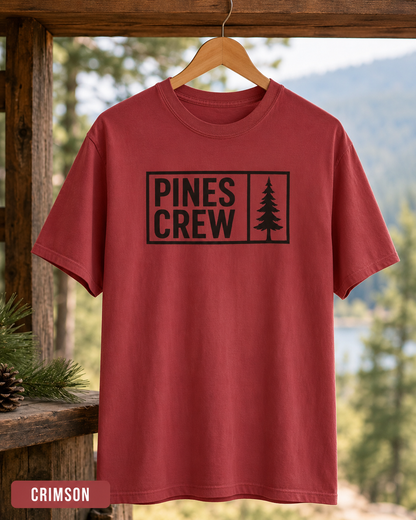 Pines Crew T-Shirt — Minimal Pine Tree Graphic Tee