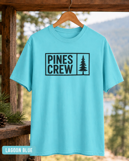 Pines Crew T-Shirt — Minimal Pine Tree Graphic Tee