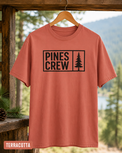 Pines Crew T-Shirt — Minimal Pine Tree Graphic Tee