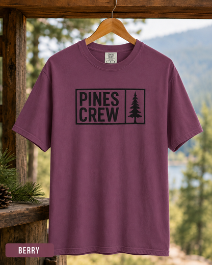 Pines Crew T-Shirt — Minimal Pine Tree Graphic Tee
