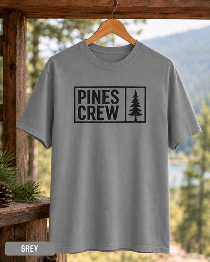 Pines Crew T-Shirt — Minimal Pine Tree Graphic Tee