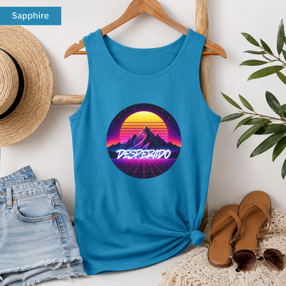 Desperado Retro Sunset Tank Top — 80s Vaporwave Mountain Graphic